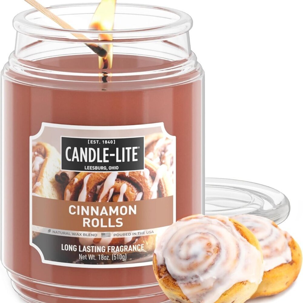 Fall Scented Candles, Cinnamon Rolls, 18 oz Jar, Proudly Poured in The , Aromath